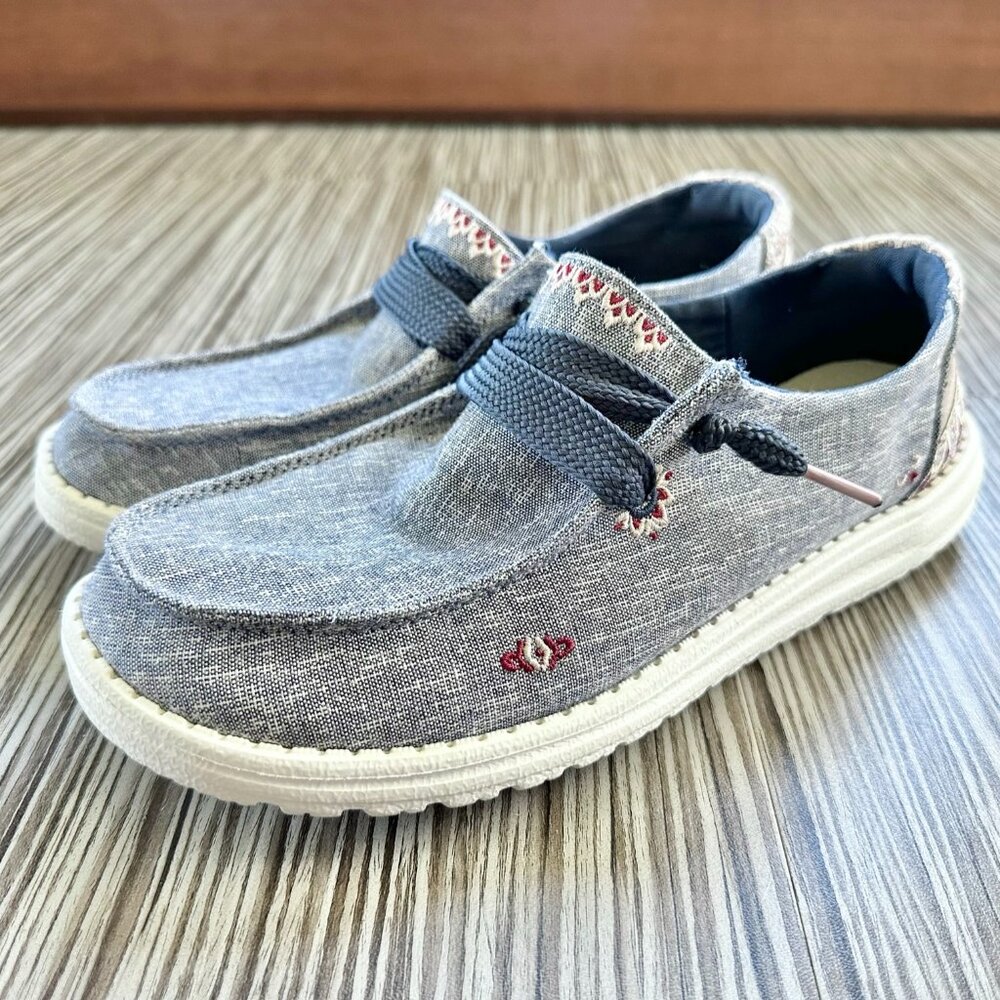 Women's HEY DUDE Wendy Flora IRIS BLUE Casual Shoe Sz. 8